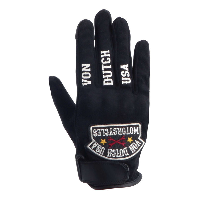 Gants cuir/textile femme Von Dutch x Helstons Key Air noir/blanc
