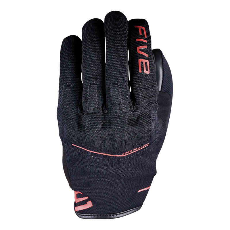 Gants cuir/textile Five RS4 Evo black/fluo red