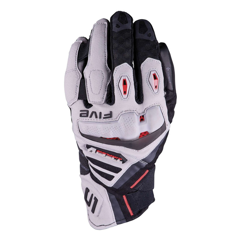 Gants cuir/textile Five TFX1 Airflow Short grey/fluo red