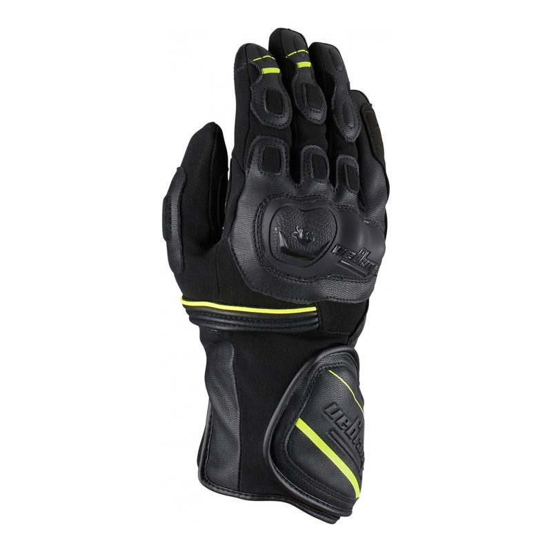 Gants cuir/textile Furygan Dirt Road noir/jaune fluo- S