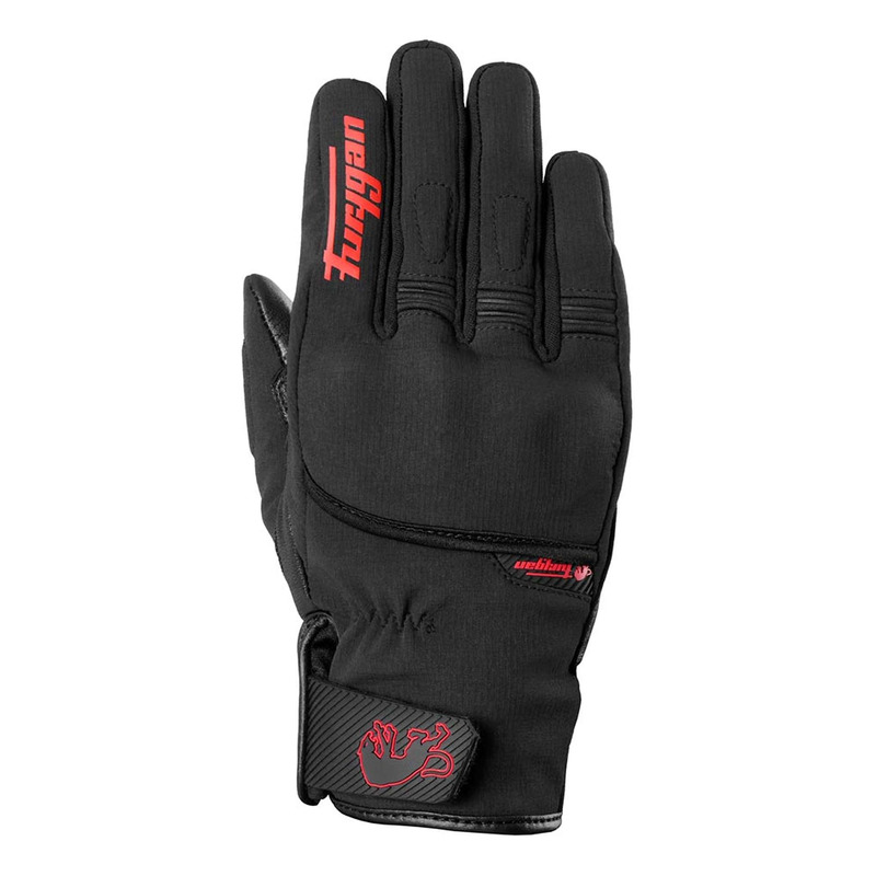 Gants cuir/textile Furygan Jet All Season D3O Evo noir/rouge