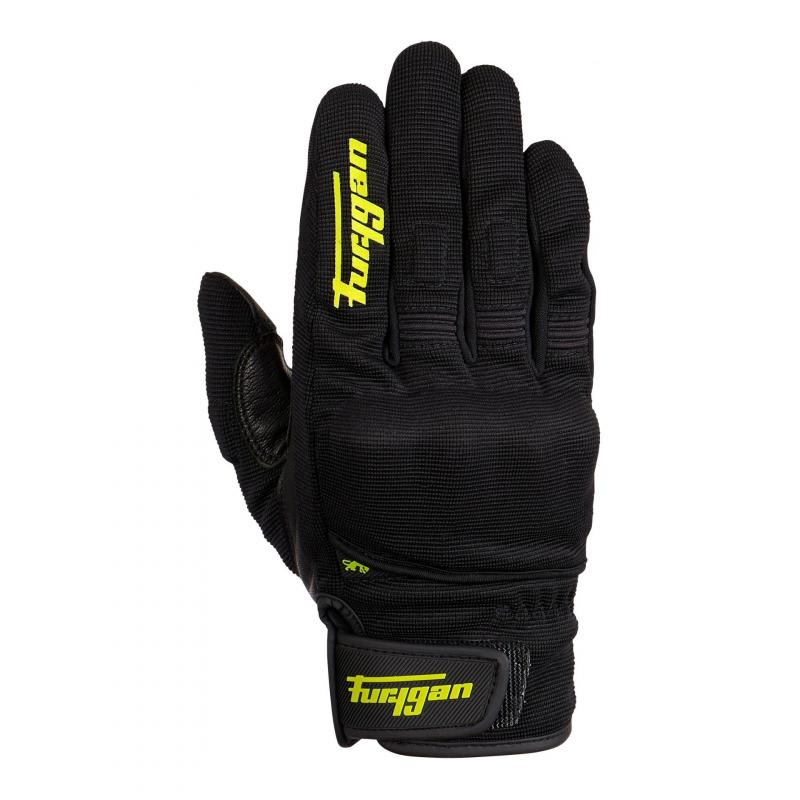 Gants cuir/textile Furygan Jet D3O noir/jaune fluo- S