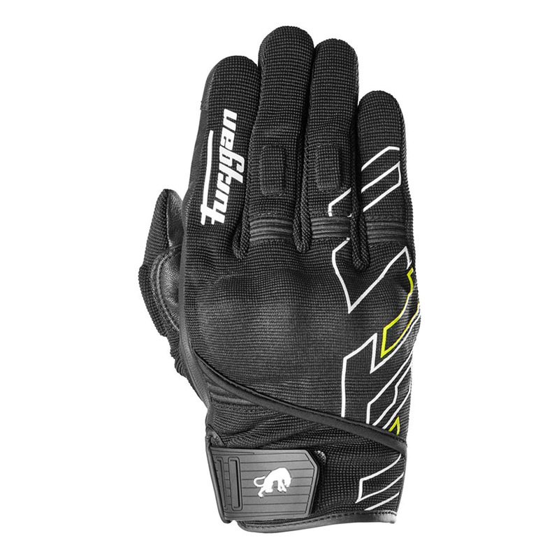 Gants cuir/textile Furygan Jet Neon D3O noir/blanc/jaune