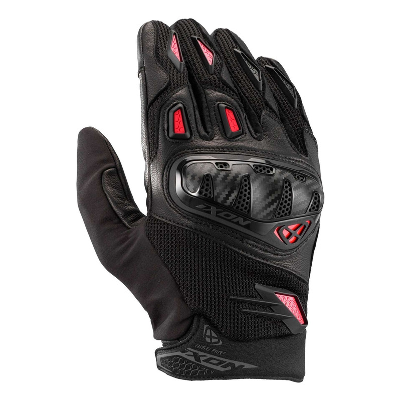 Gants cuir/textile Ixon Rise Air 2 black/bright red- L