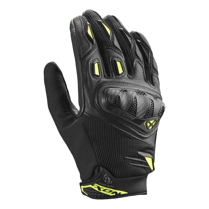Gants cuir/textile Ixon Rise Air 2 noir/jaune vif