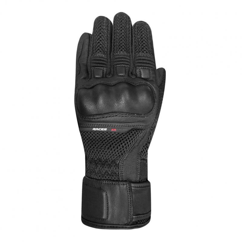 Gants cuir/textile Racer Octo noir/noir- S