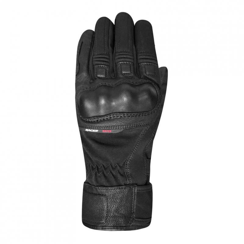 Gants cuir/textile Racer Octo WP noir/noir- S