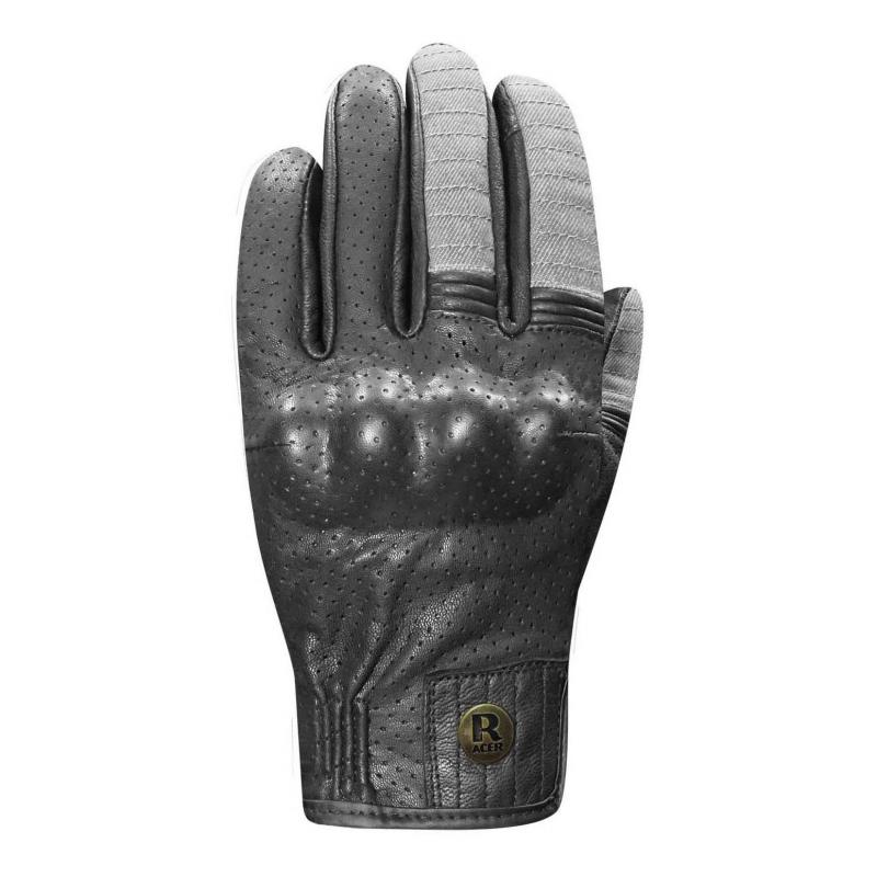 Gants cuir/textile Racer Osaka noir/gris- S
