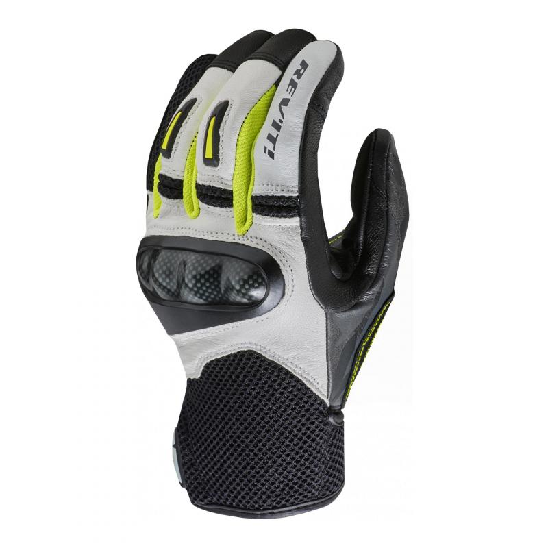 Gants cuir/textile Rev'it Prime noir/blanc/jaune fluo- M