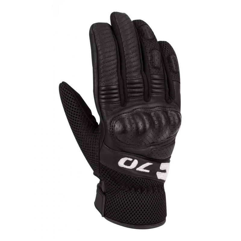 Gants cuir/textile Segura Lady Melbourne noir/blanc- T5