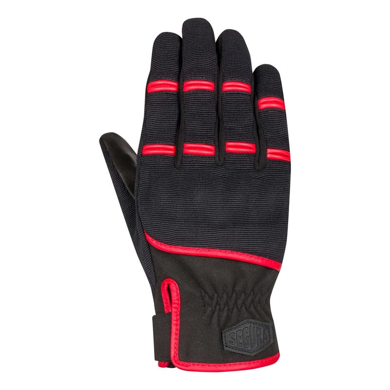 Gants cuir/textile Segura Palmer noir/rouge