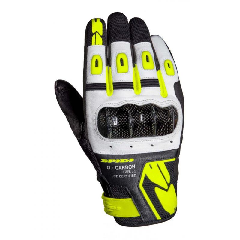 Gants cuir/textile Spidi G-Carbon noir/jaune fluo- S