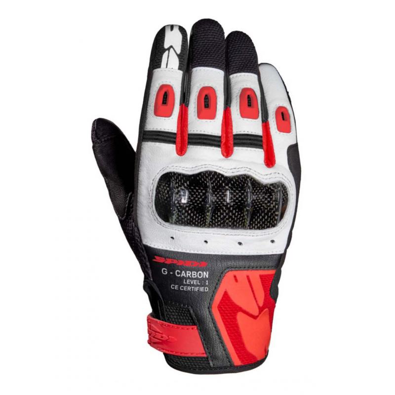 Gants cuir/textile Spidi G-Carbon noir/rouge- S