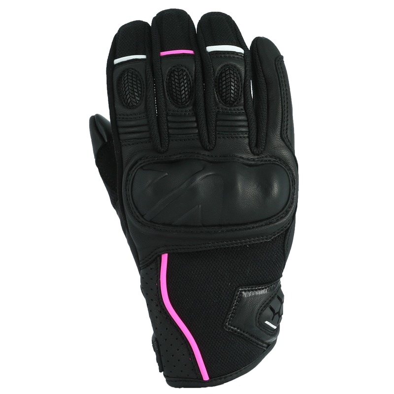 Gants cuir/textile V’Quattro Squadra Lady Summer noir/rose- XS