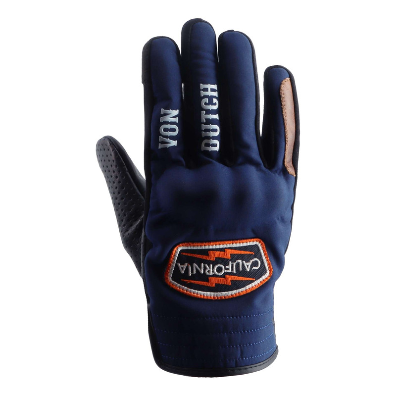 Gants cuir/textile Von Dutch x Helstons Cali Air bleu/camel