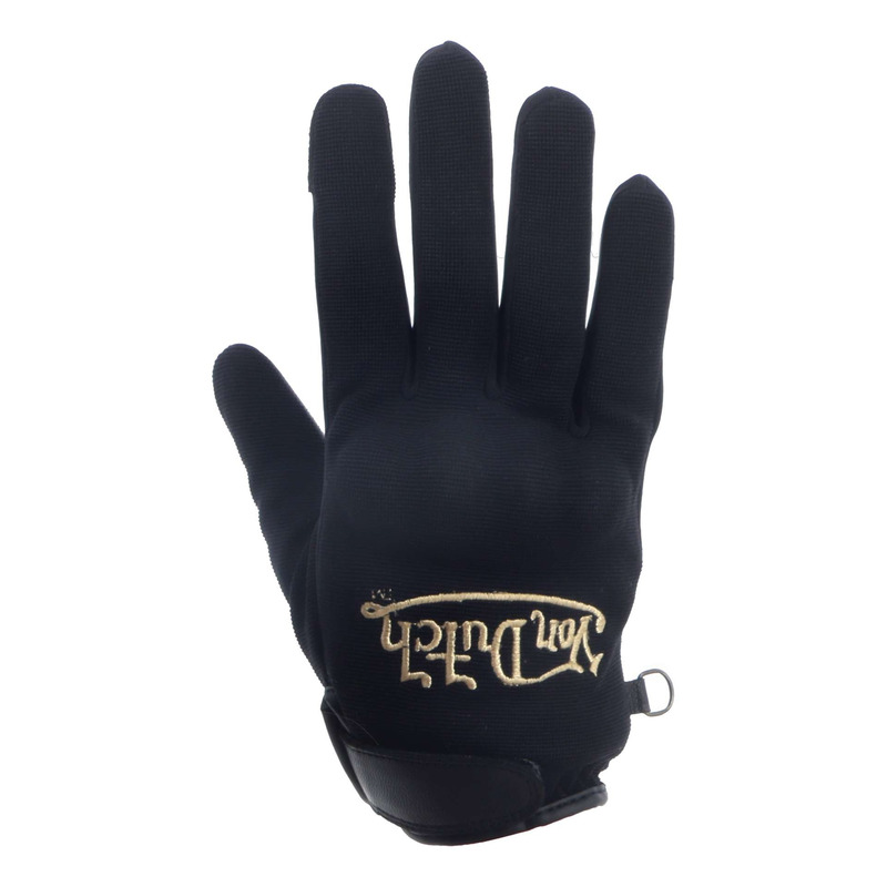 Gants cuir/textile Von Dutch x Helstons Silver noir/noir