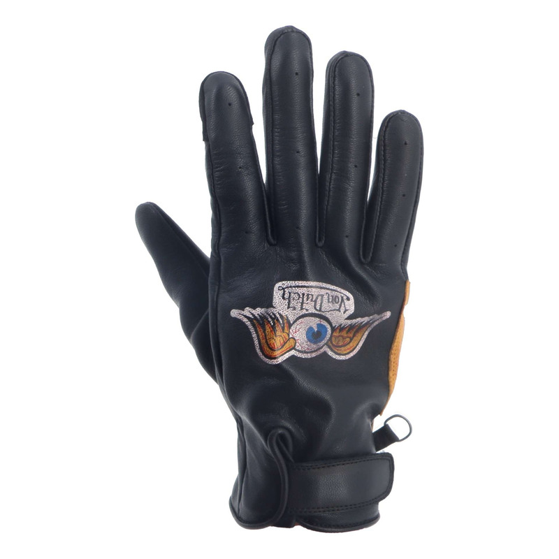 Gants cuir Von Dutch x Helstons Vision noir/gold