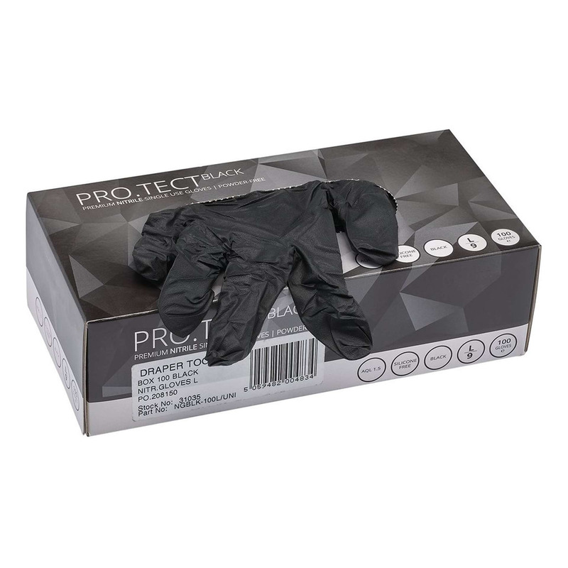 Gants en nitrile Draper noir (100 piÃ¨ces)