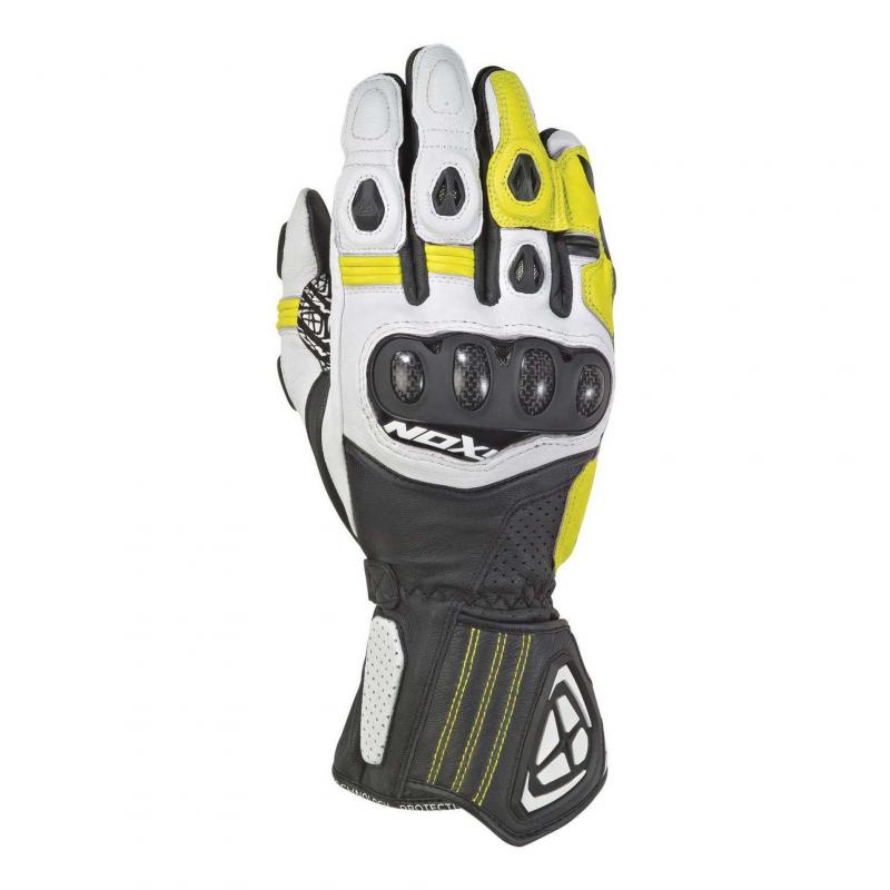 Gants été cuir Ixon RS Tilt noir/blanc/jaune vif- S
