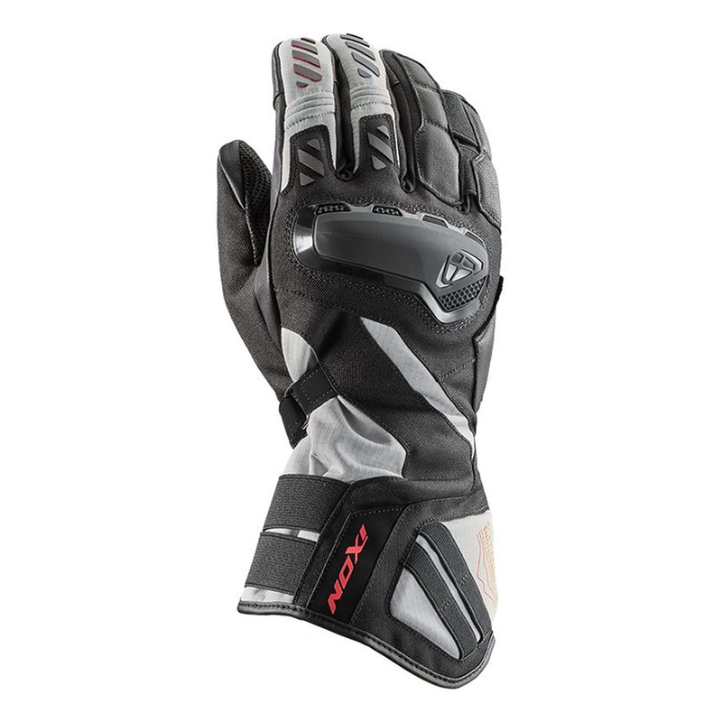 Gants textile/cuir Ixon MS-Drakkar noir/gris/rouge