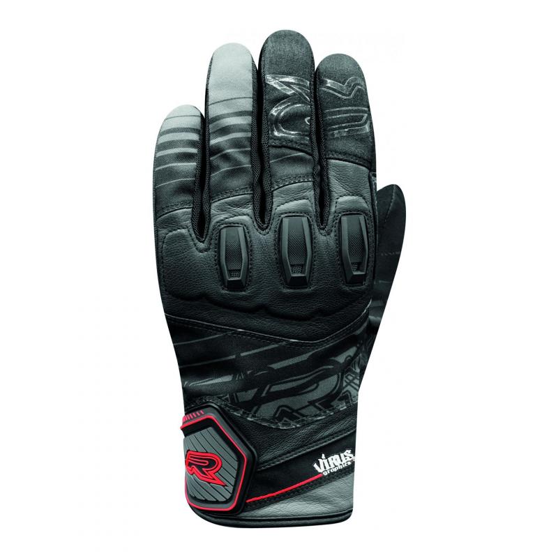 Gants textile Racer Fiery Virus Graphic noir/gris/rouge- S