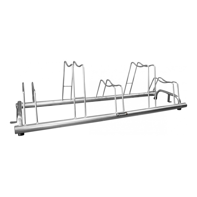 Garage à vélo au sol type rail avec décalage compatible freins à d