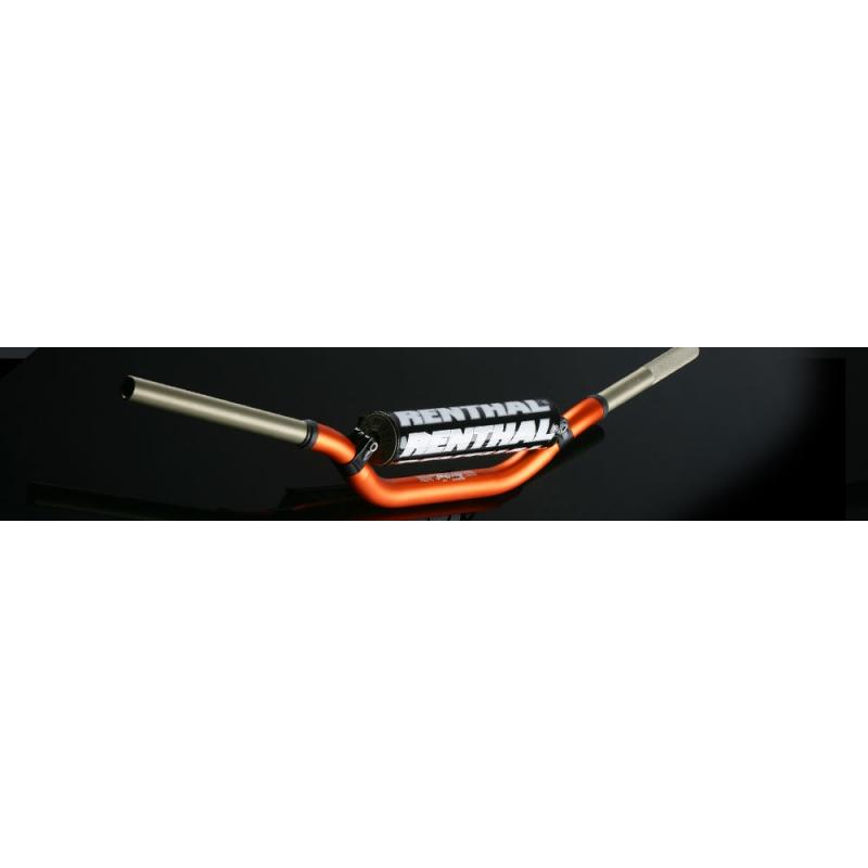 Guidon MX Renthal Twinwall orange cintrage type KTM haut Ø28,6 mm