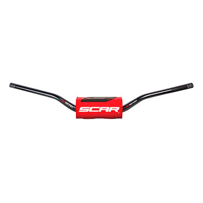 Guidon SCAR MX O2 Color type Honda/Kawasaki Ã 28,6mm Noir/Rouge