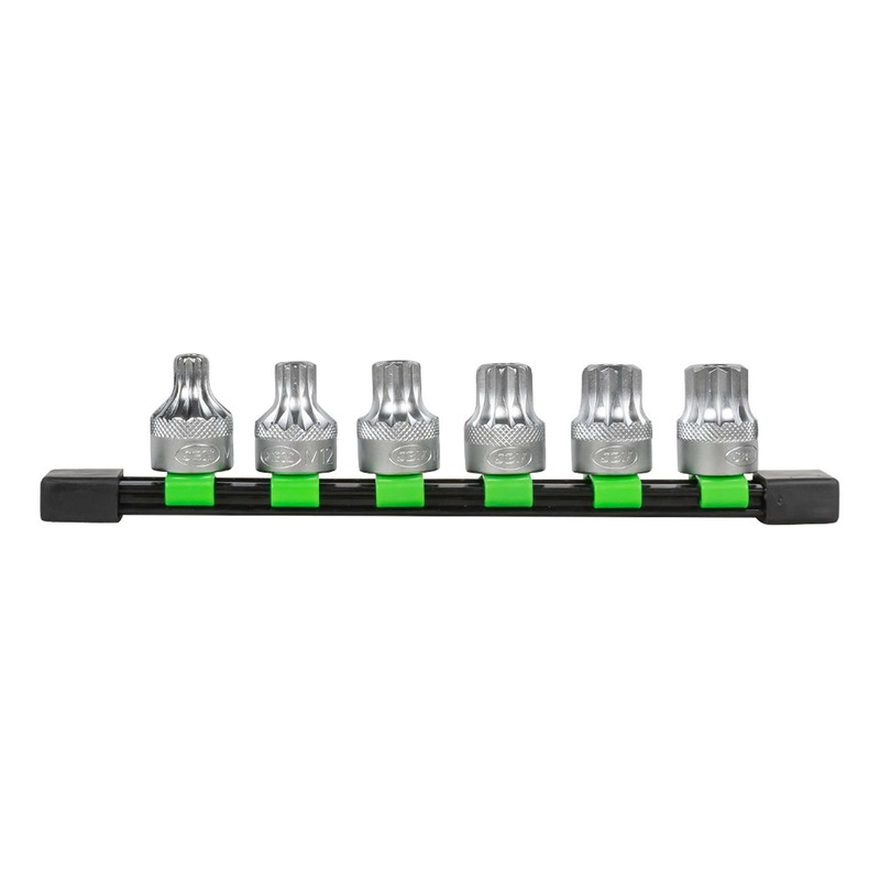 Jeu de 6 embouts JBM XZN 12 dents avec douille 1/2"