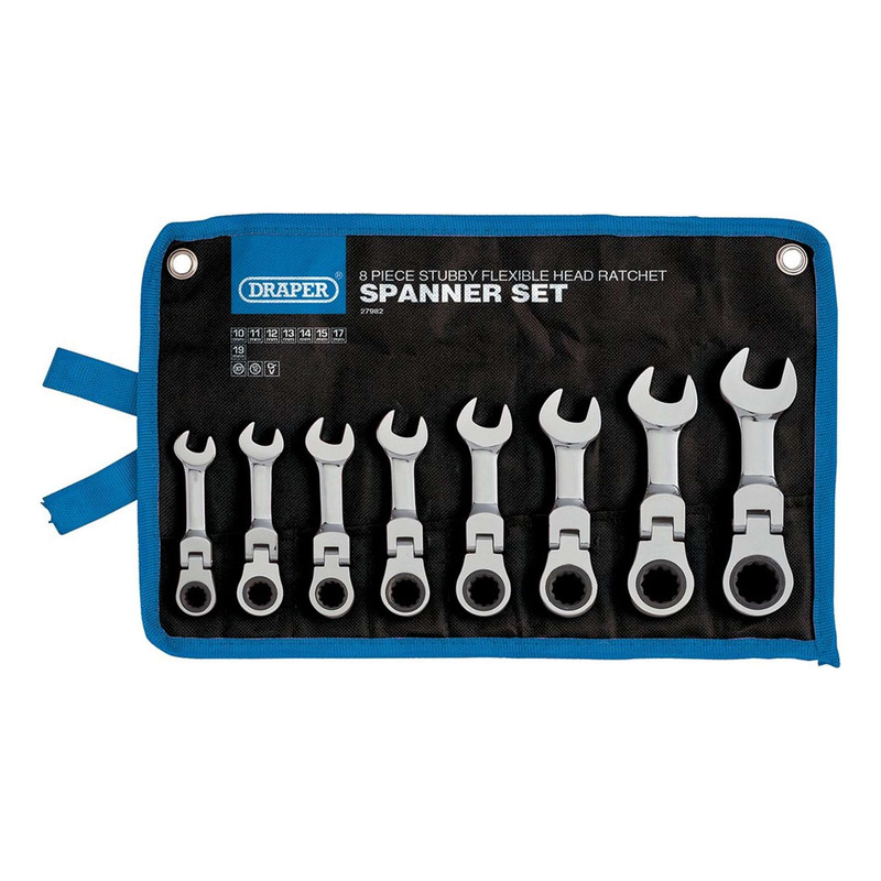 Jeu de clÃ©s mixtes Ã  cliquet articulÃ©es Draper HI-TORQ (8 piÃ¨ces)