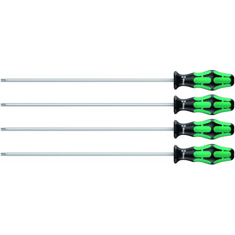 Jeu de tournevis longs Torx Wera Kraftform Plus série 300 – 4 pièc