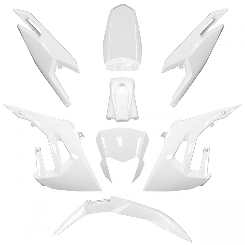 Kit carénages blanc brillant 8 pièces pour Gilera 50 SMT / Aprilia 50 SX 18-