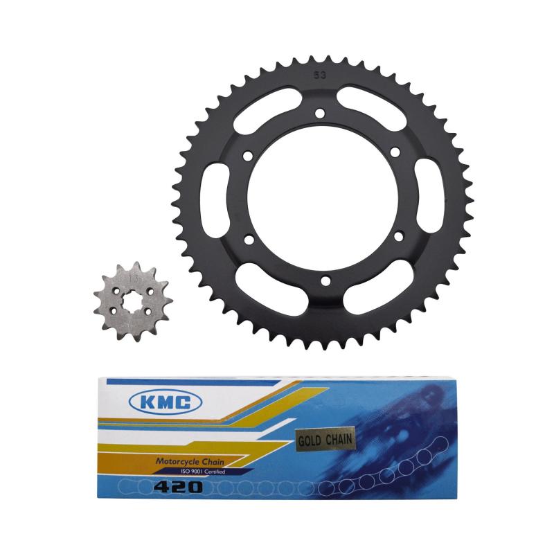 Kit chaîne 1Tek pas 420 13x53 alésage 108 mm avec déport adaptable