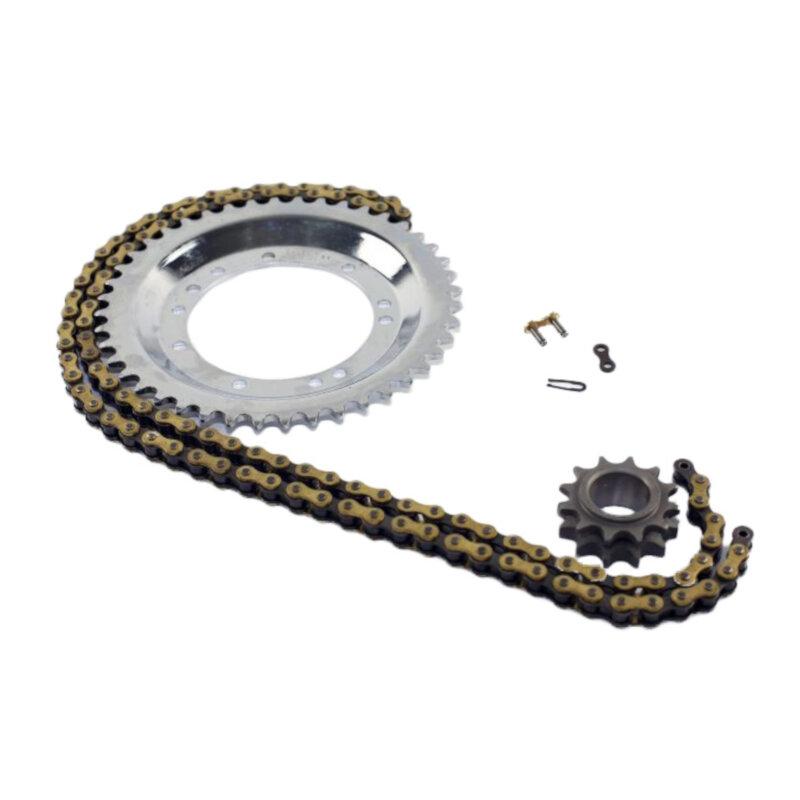 Kit chaîne acier mbk 12X44 pas 415 src Or