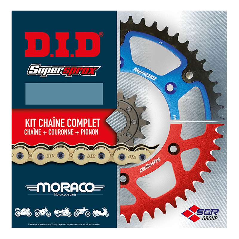 Kit chaÃ®ne DID 525 VX3 couronne acier 15x44 fermeture Ã  riveter Apri