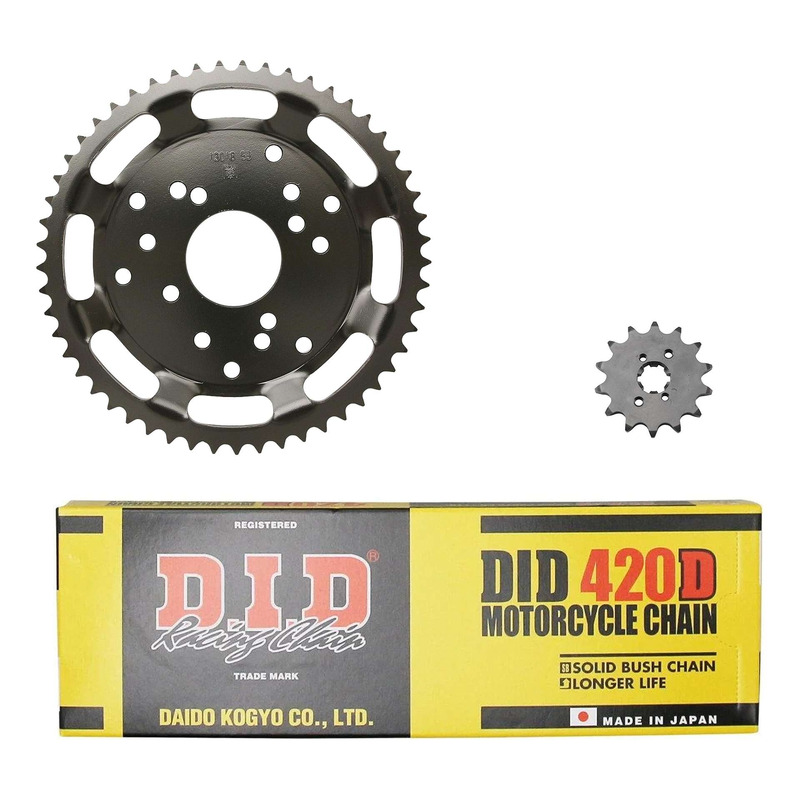 Kit chaîne DID acier Derbi 50 Senda / L / R Classic 96-99