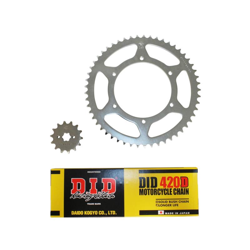 Kit chaîne DID pas 420 14x53 démultiplication d'origine Derbi gpr nu