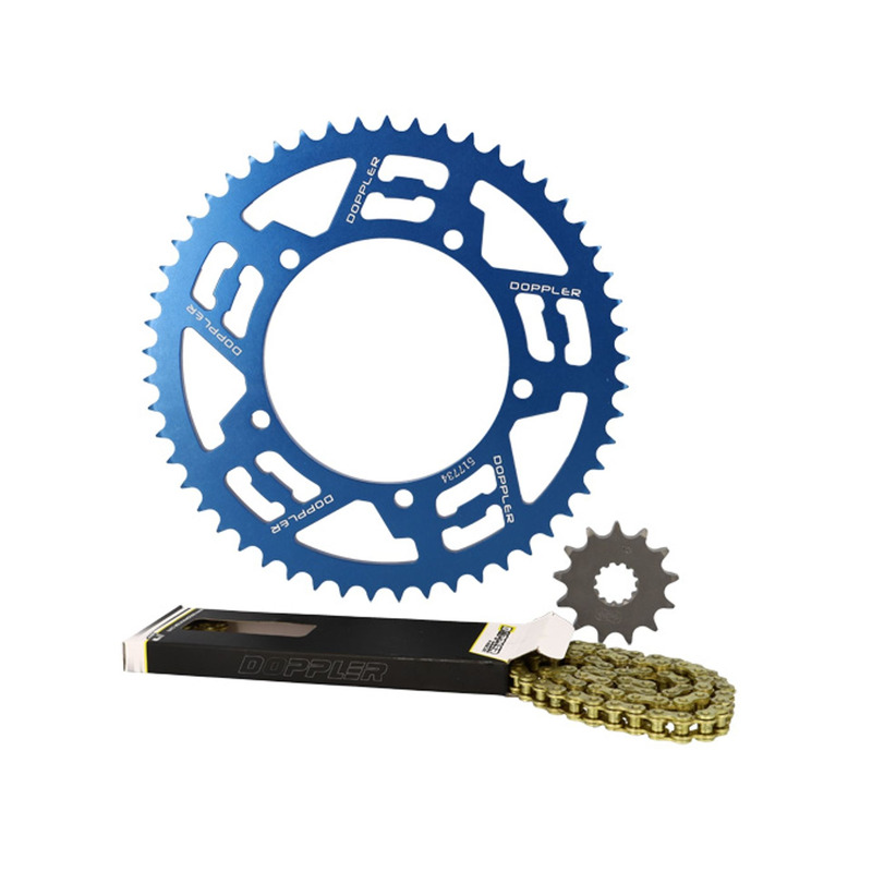 Kit chaîne Doppler Bleu 13x53 428 FIX 5 Sherco Enduro / SM