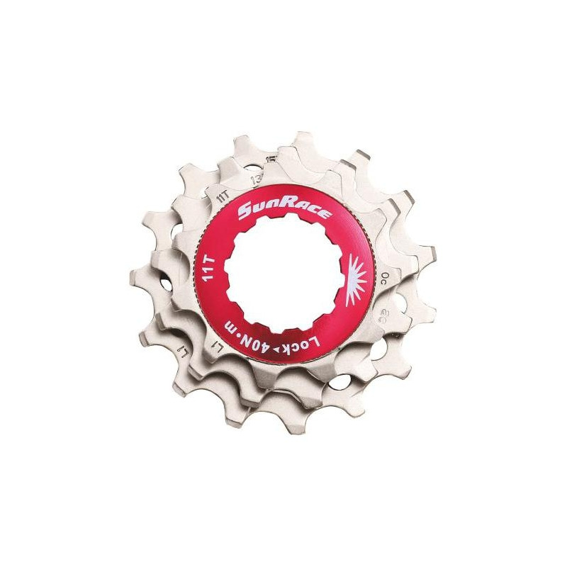Kit de 3 pignons et lockring Sunrace pour cassette 10v argent (11/13/15)