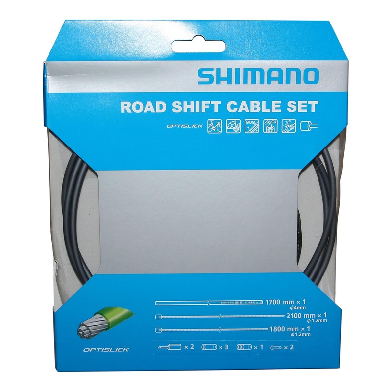 Kit de transmission vélo de route Shimano Optislick gris (2 câbles)