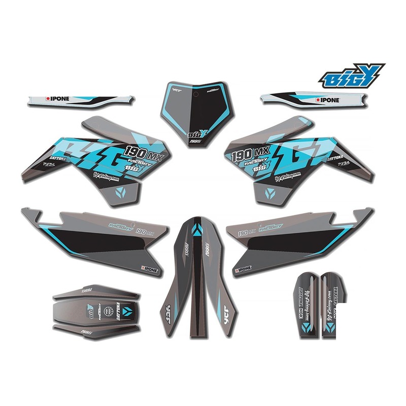Kit déco 2021 Factory Daytona 190 MX YCF Bigy à partir de 2017 noir/
