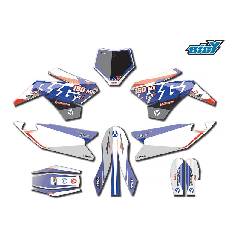 Kit déco 2021 Factory F150 MX YCF Bigy à partir de 2017 orange/bleu/
