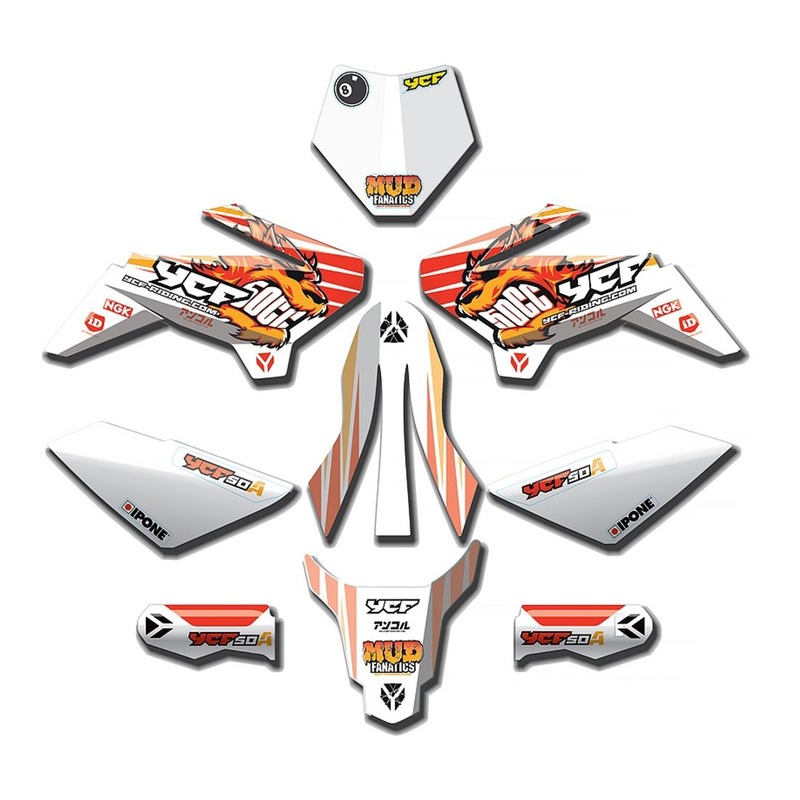 Kit déco 2021 YCF 50A et 50E 12-19 bleu/blanc/noir