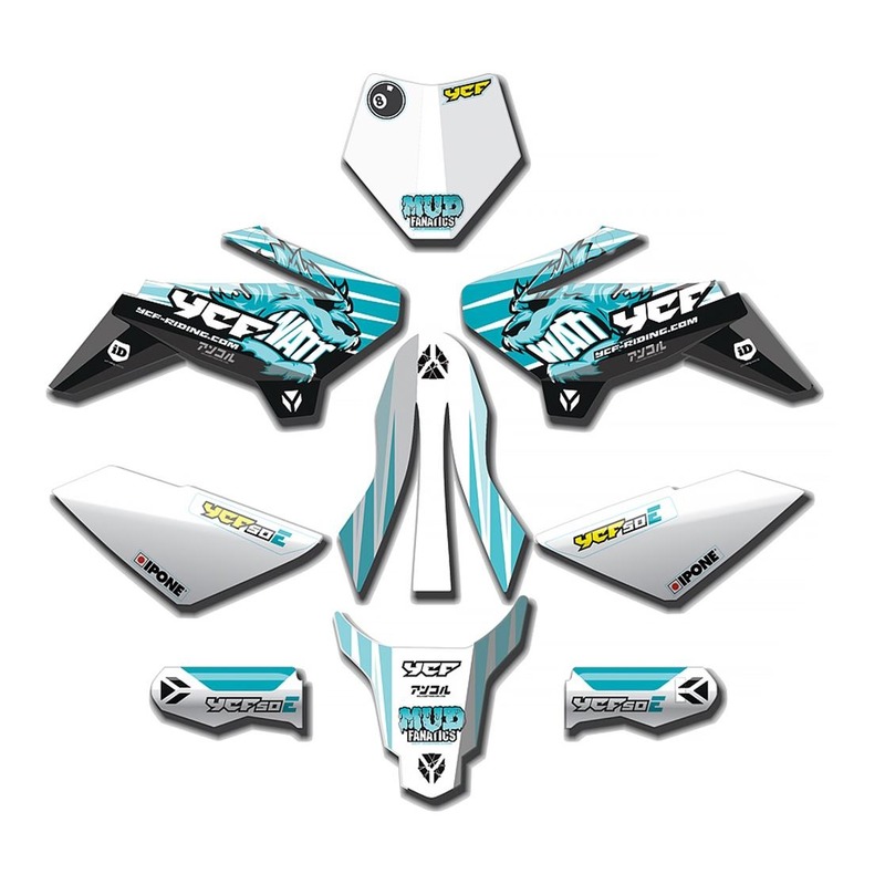 Kit déco 2021 YCF 50E à partir de 2020 turquoise/blanc