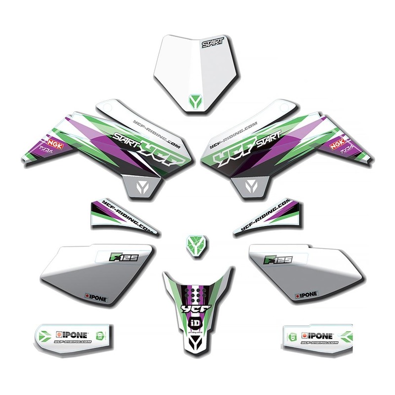 Kit déco 2021 YCF F125S à partir de 2020 vert/violet/blanc