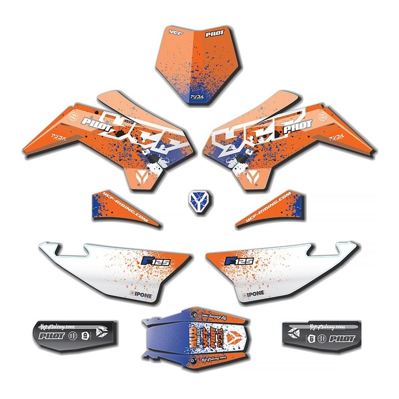 Kit déco 2021 YCF Pilot F125 à partir de 2018 bleu/blanc/orange