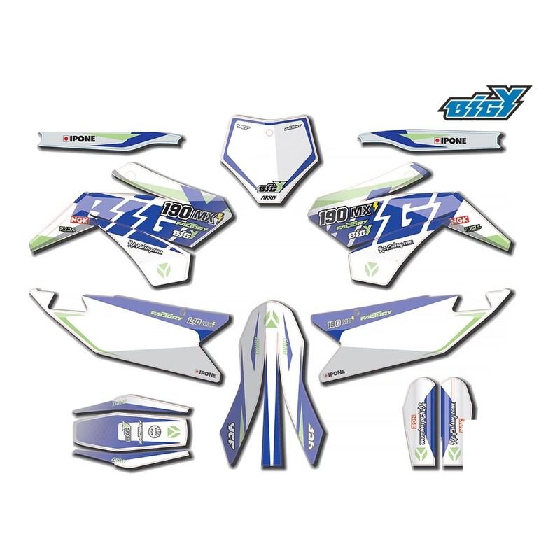 Kit déco 2021 Zongshen 190 MX YCF Bigy à partir de 2017 bleu/blanc