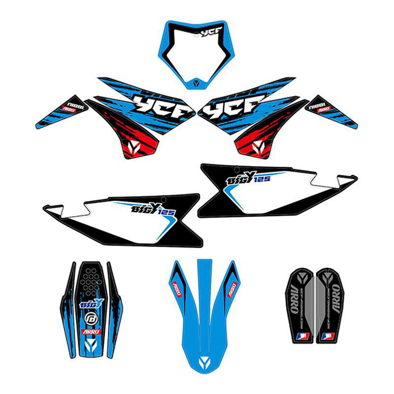 Kit déco bleu / rouge / blanc YCF Bigy 125 MX 2025