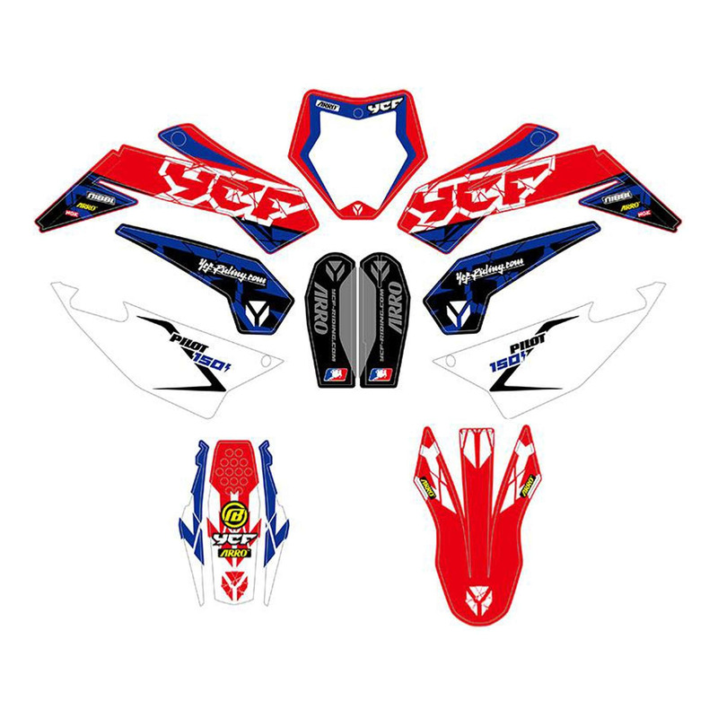 Kit déco bleu / rouge / blanc YCF Pilot F150 2025