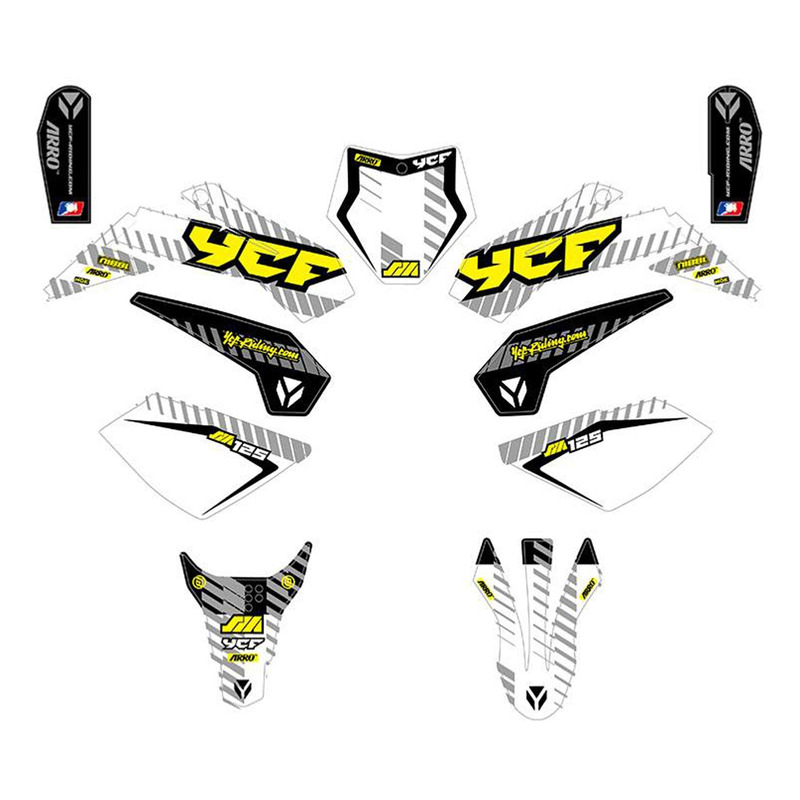 Kit déco complet blanc / noir / jaune YCF Sm 125 2025-